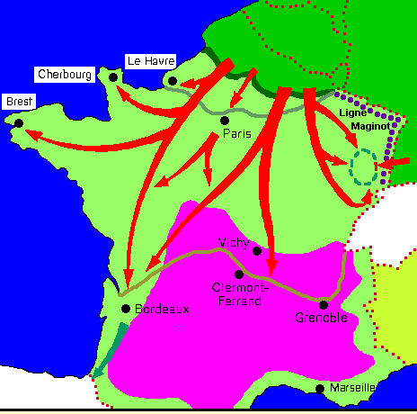 Carte :avance allemande en France1940
