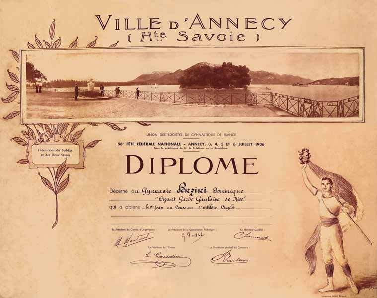 26 1936 Annecy -  Penzini premier au concours d'athlète complet .