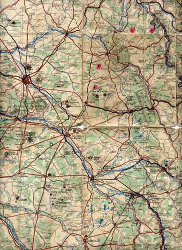 Carte de Suippes des pilotes en mission. 1940