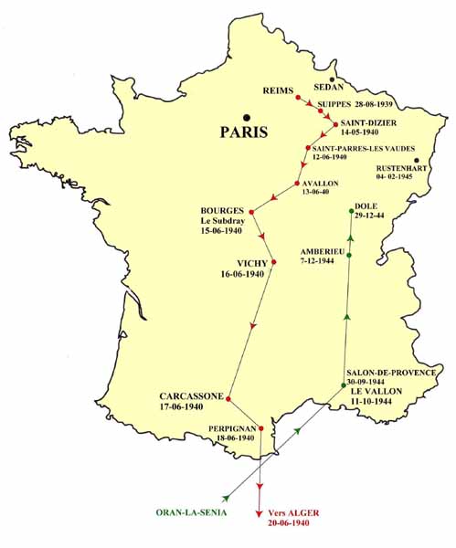 25. Les terrains d'opérations du GC 1/5 en France en 1940 et 1944- 1945 