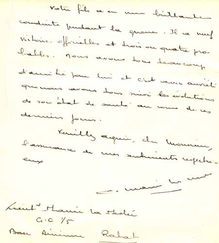 08  Penzini pilote : lettre de Marin La Meslée ( fin 3° partie) Maroc 11 /09/ 1940