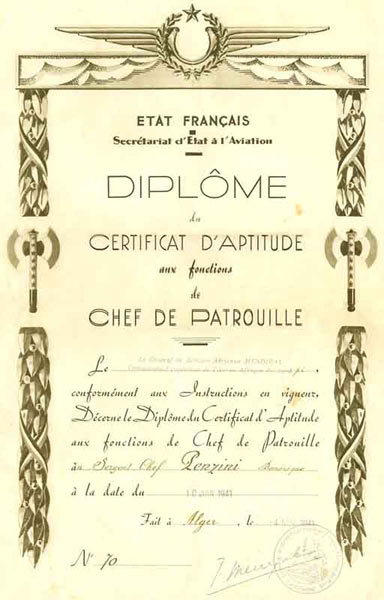 15 Penzini pilote _ diplôme_Chef de Patrouille_10 juin 1941_Maroc