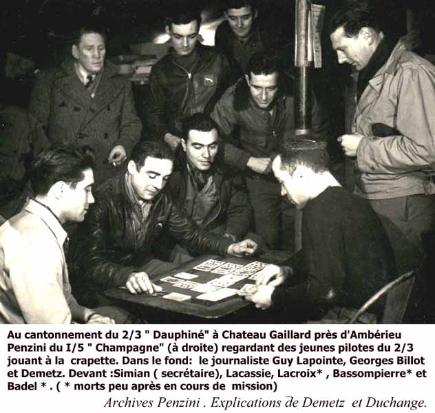 14 Partie de cartes à Chateau Gaillard près d'Ambérieu_journaliste présent :Georges Billot, Demetz, Lacassie, Lacroix, Bassompièrre , Badel