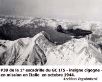 P39 Bell Airacobra du GC 1/5 " Champagne"  au dessus des Alpes italiennes. Octobre 1944