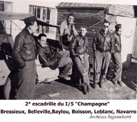 25 2ème escadrille du GC 1/5 : Bressieux, Belleville, Baylou, Boisson, Leblanc, Navarro