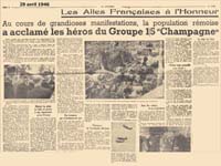 34. Article de journal de Reims relatant la fête aérienne du GC 1/5 . Avril 1946