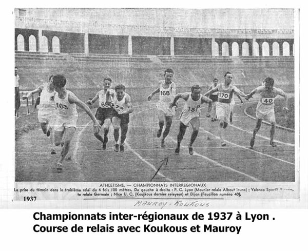 25-  1937 Course de relais à Lyon Mauroy Koukous