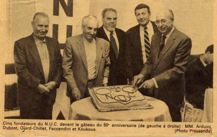 40 50ème anniversaire du NUC : Arduini, Dubost, Ojard-Chillet,Facendini et Koukous en 1985