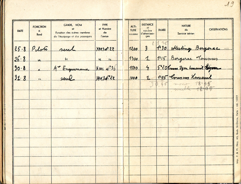 Carnet de vol 19