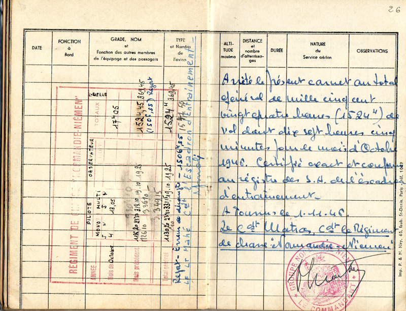 Carnet de vol 26