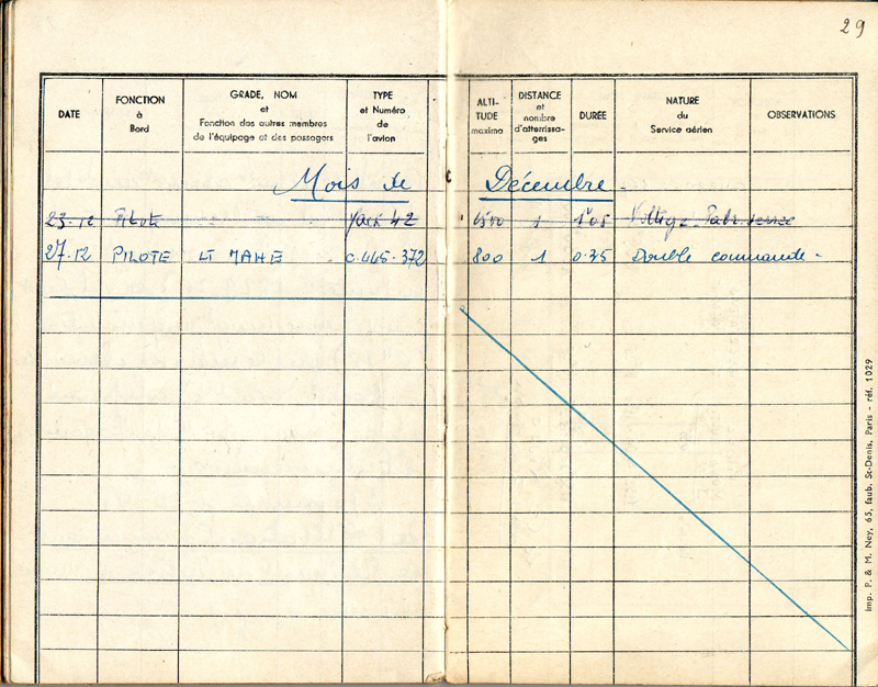 Carnet de vol 29