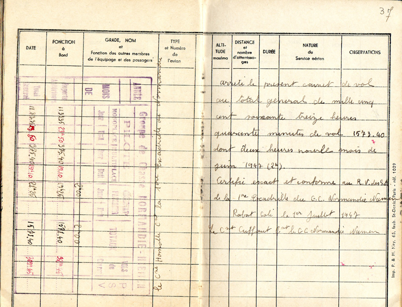 Carnet de vol 37