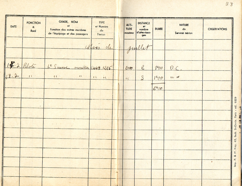 Carnet de vol 38