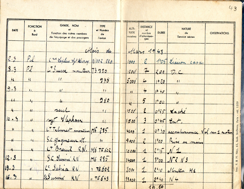 Carnet de vol 43
