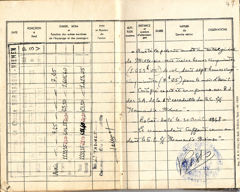 Carnet de vol 47
